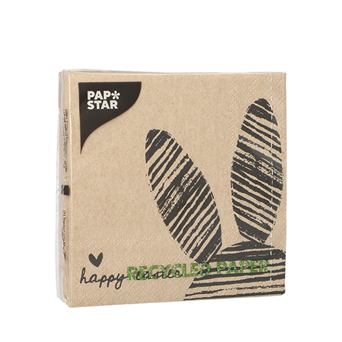 41160 Servietten, 3-lagig 1/4-Falz 25 cm x 25 cm natur "Bunny" aus recyceltem Papier