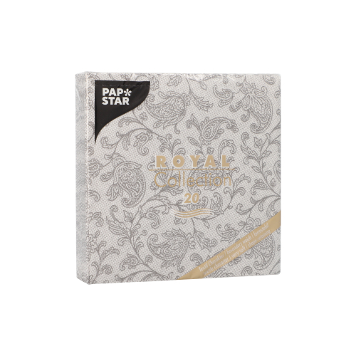 280 Servietten "ROYAL Collection" 1/4-Falz 25 cm x 25 cm grau "Ornaments" 29400 Servietten "ROYAL Collection" 1/4-Falz 25 cm x 25 cm grau "Ornaments"