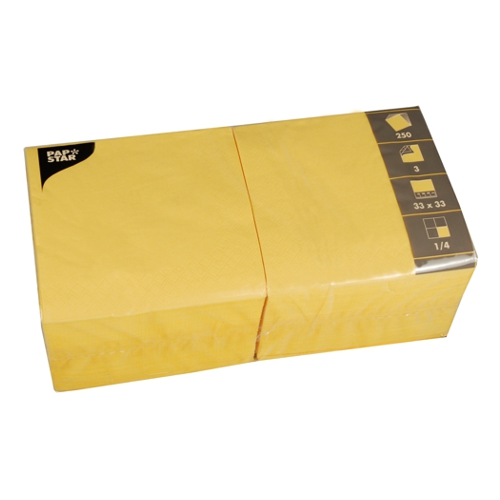 24000 Servietten, 3-lagig 1/4-Falz 33 cm x 33 cm gelb