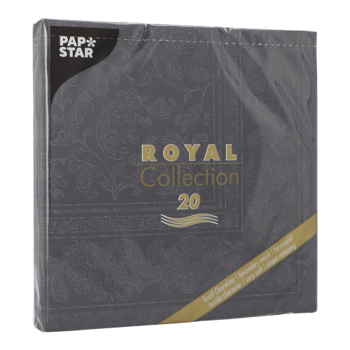 12000 Servietten "ROYAL Collection" 1/4-Falz 40 cm x 40 cm schwarz "Ornaments"