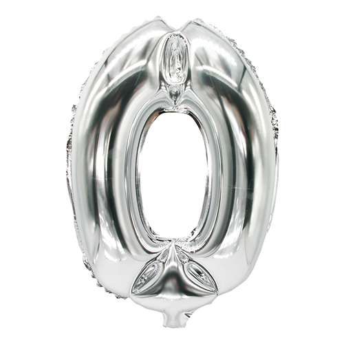 10368 Folienluftballon 35 cm x 20 cm silber "0"