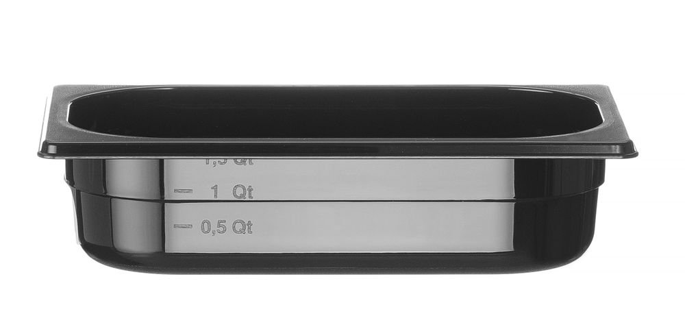 Gastronorm-Behälter 1/4, HENDI, Profi Line, GN 1/4, 1,8L, Schwarz, 265x162x(H)65mm