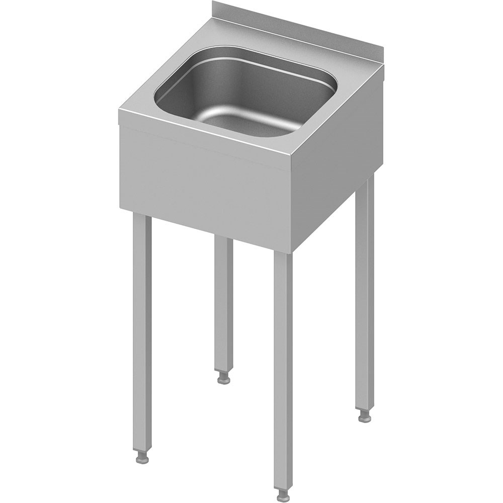 Handwaschbecken mit Untergestell, 400x410x850 mm, mit dreiseitiger Beckenblende, mit Aufkantung, verschweißt