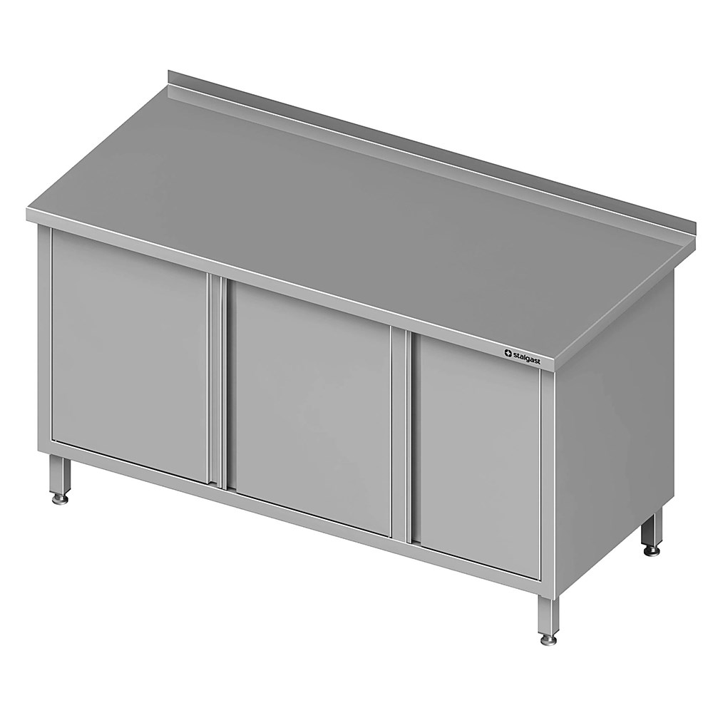 Arbeitsschrank mit Flügeltüren, 1600x600x850 mm, mit Flügeltürschrank rechts, mit Aufkantung, verschweißt Arbeitsschrank mit Flügeltüren, 1900x700x850 mm, mit Flügeltürschrank rechts, mit Aufkantung, verschweißt