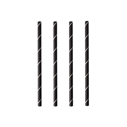 96000 Cocktail Trinkhalme, Papier Ø 7 mm · 15 cm schwarz/weiss "Stripes"