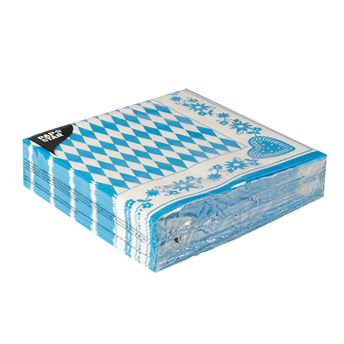 14000 Servietten, 3-lagig 1/4-Falz 40 cm x 40 cm "Bayrisch Blau"