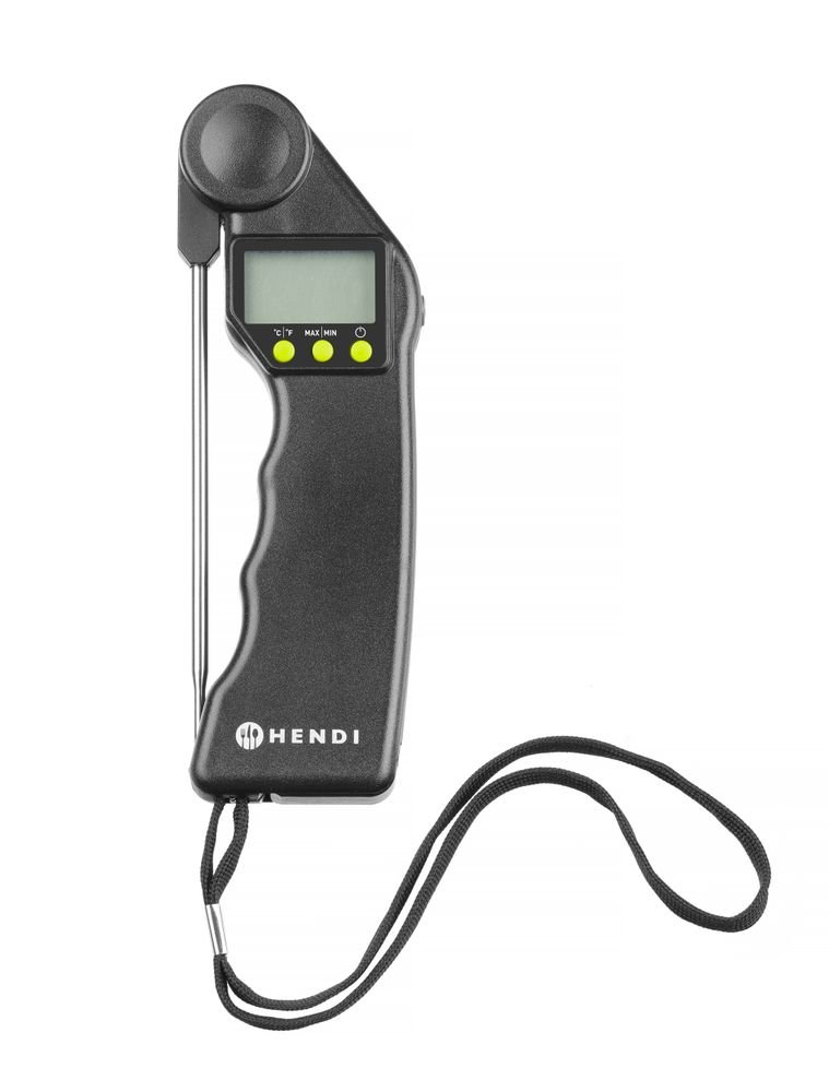 Digitales Thermometer mit klappbarer Sonde, HENDI, Schwarz, 160x55x(H)20mm Digitales Thermometer mit klappbarer Sonde, HENDI, Schwarz, 160x55x(H)20mm
