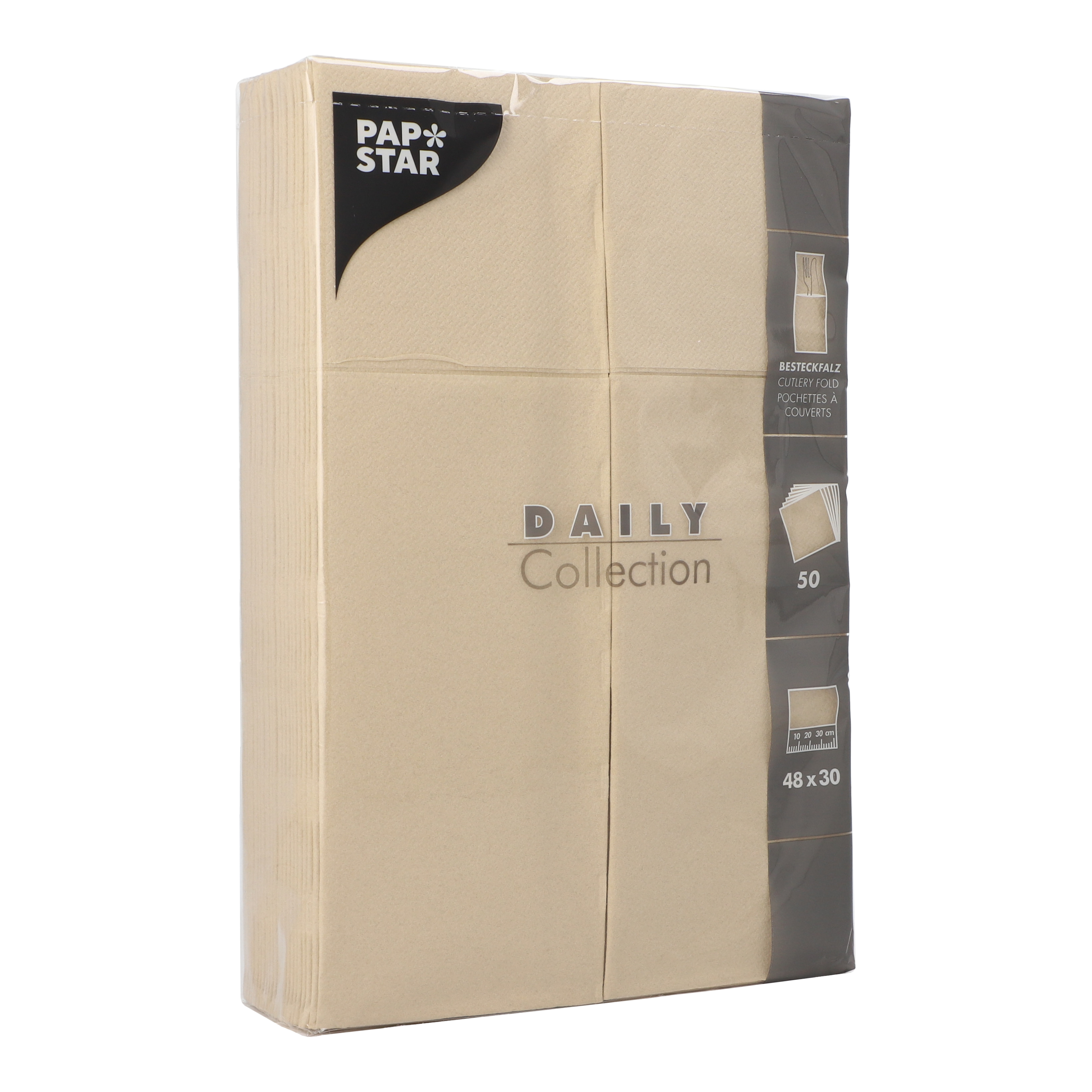 400 Servietten "DAILY Collection" 48 cm x 30 cm sand mit Besteckfalz 19200 Servietten "DAILY Collection" 48 cm x 30 cm sand mit Besteckfalz