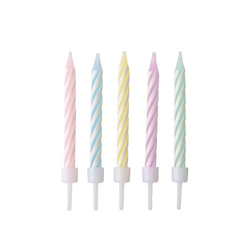 24 Geburtstagskerzen mit Halter 6 cm farbig sortiert pastell 69120 Geburtstagskerzen mit Halter 6 cm farbig sortiert pastell