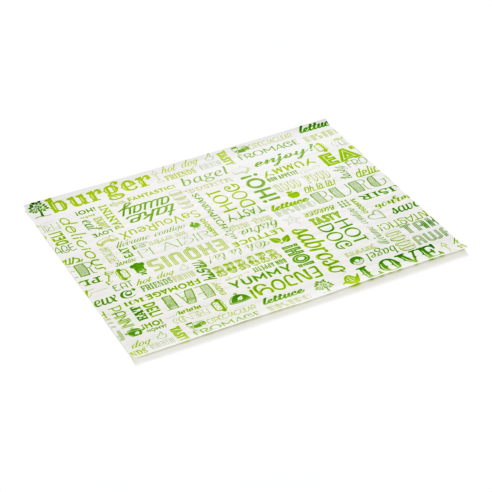 Burgerpapier Veggie Set WRAP & GO, 28 x 34 cm, Set á 1000 Stück, Fettpapier