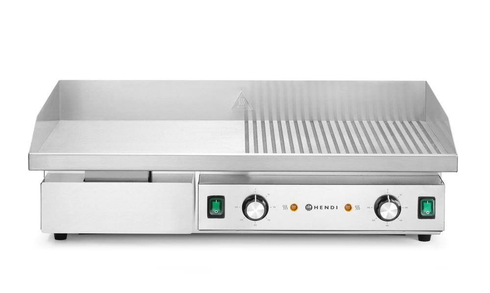 Grill, halb glatt, halb gerippt, Budget Line, 400V/4400W, 720x460x(H)241mm Grill, halb glatt, halb gerippt, Budget Line, 400V/4400W, 720x460x(H)241mm