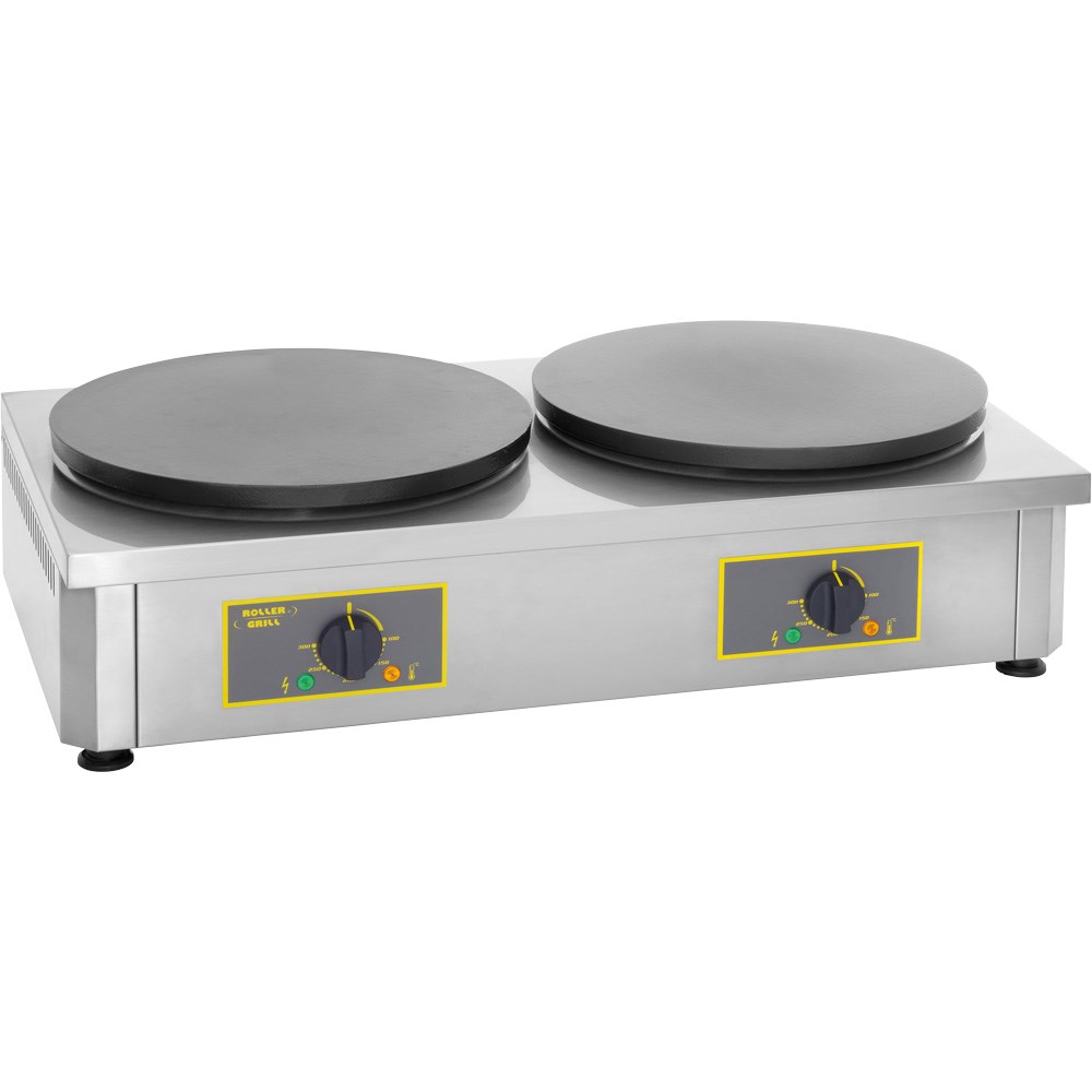 ROLLER GRILL Doppel-Elektro-Crêpesgerät, Platten Ø 400 mm, 860x480x240 mm (BxTxH), 2x 3,6 kW ROLLER GRILL Doppel-Elektro-Crêpesgerät, Platten Ø 400 mm