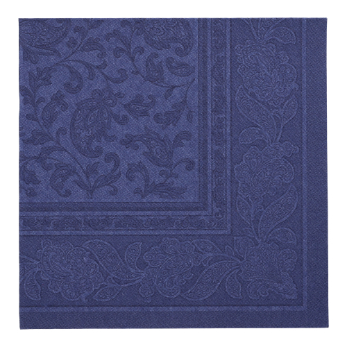 12000 Servietten "ROYAL Collection" 1/4-Falz 40 cm x 40 cm dunkelblau "Ornaments"