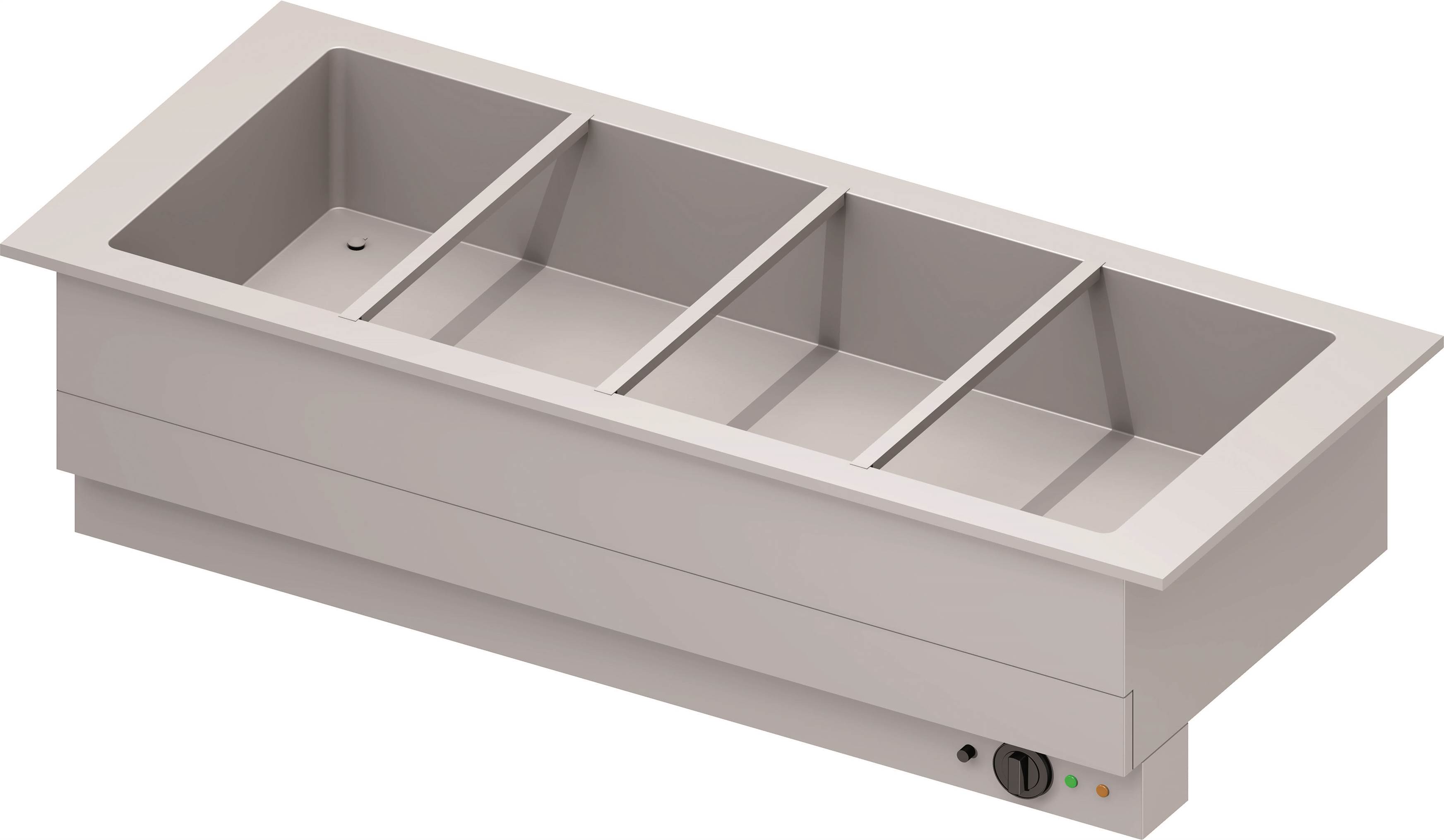Bain-Marie-Becken "Drop-In" 4xGN 1/1, 1480x620x390 mm Edelstahlabdeckung Bain-Marie-Becken "Drop-In" 4xGN 1/1, 1480x620x390 mm Edelstahlabdeckung