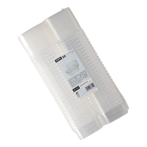 11000 Feinkostbecher, PP eckig 250 ml 4 cm x 8,6 cm x 10,9 cm transparent mit Originalitätsverschluss