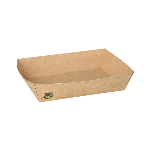 7680 Snacktrays, Pappe "pure" 4 cm x 11 cm x 16 cm braun "100% Fair" extra groß