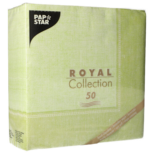 12500 Servietten "ROYAL Collection" 1/4-Falz 40 cm x 40 cm hellgrün "Linum"