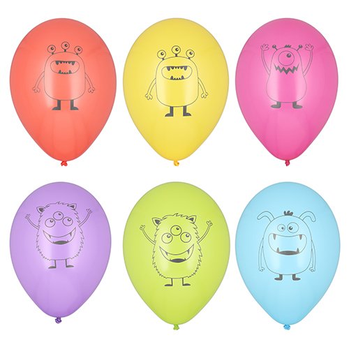 6 Luftballons Ø 29 cm farbig sortiert "Monsters" 20160 Luftballons Ø 29 cm farbig sortiert "Monsters"