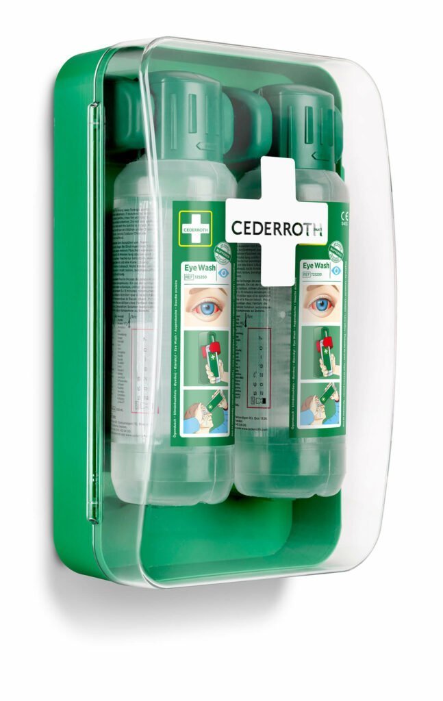 1 "Cederroth" Augendusche 29,6 cm x 19,2 cm "Eye-Wash-Cabinet" inkl. 2 Flaschen (500ml) 72 "Cederroth" Augendusche 29,6 cm x 19,2 cm "Eye-Wash-Cabinet" inkl. 2 Flaschen (500ml)