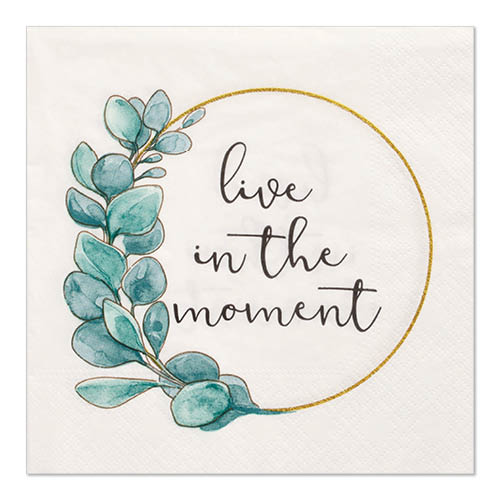 20 Servietten, 3-lagig 1/4-Falz 33 cm x 33 cm "Live in the Moment" 22800 Servietten, 3-lagig 1/4-Falz 33 cm x 33 cm "Live in the Moment"