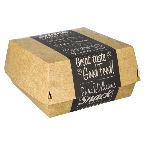 4000 Burgerboxen, Pappe "pure" 8,5 cm x 15,5 cm x 15,5 cm "Good Food" XXL