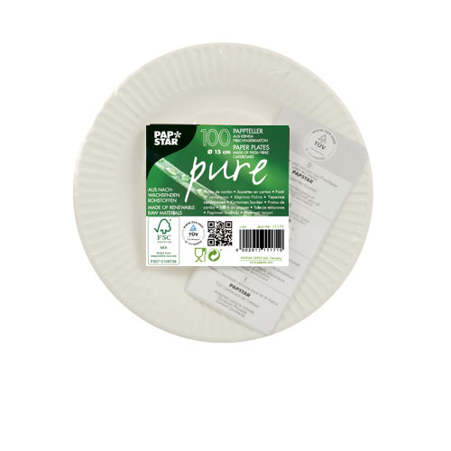 100 Teller, Pappe "pure" rund Ø 15 cm weiss 72000 Teller, Pappe "pure" rund Ø 15 cm weiss