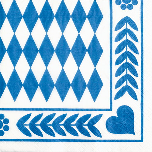 21600 Servietten, 3-lagig 1/4-Falz 33 cm x 33 cm "Bayrisch Blau"