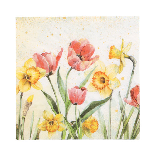 25200 Servietten, 3-lagig 1/4-Falz 33 cm x 33 cm ! "Tulips & Daffodils"