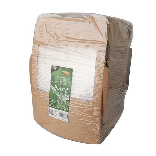 1280 Feinkostboxen, Pappe mit Sichtfenster aus PLA "pure" eckig 1000 ml 4,5 cm x 18 cm x 13,5 cm braun "100% Fair"
