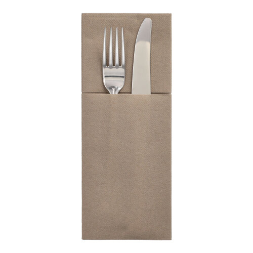 9600 Bestecktaschen, Airlaid 40 cm x 48 cm taupe "Premium" mit Besteckfalz