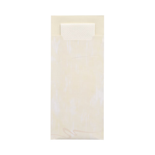 15600 Bestecktaschen 20 cm x 8,5 cm creme inkl. weißer Serviette 33 x 33 cm 2-lag.