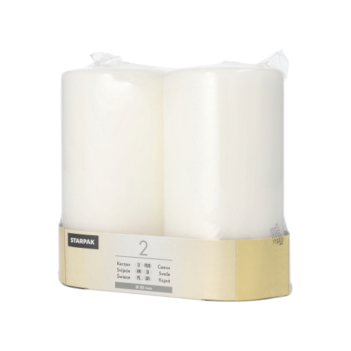 720 Stumpenkerzen Ø 80 mm · 150 mm weiss mit Flachkopf