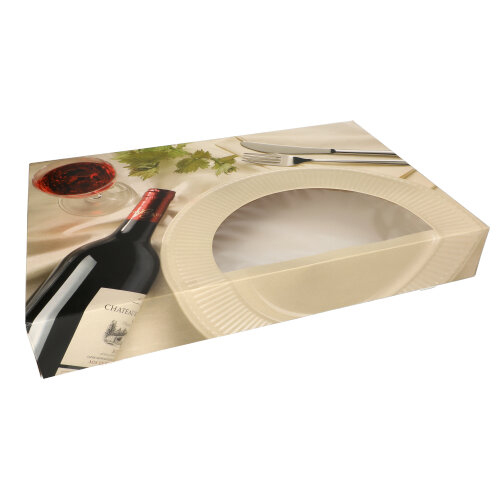 960 Transport- und Catering-Kartons 8 cm x 37,5 cm x 55,5 cm "Burgund" mit Sichtfenster, zweiteilig