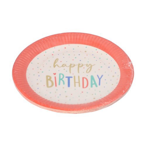 10 Teller, Pappe rund Ø 23 cm "Happy Birthday" 12000 Teller, Pappe rund Ø 23 cm "Happy Birthday"
