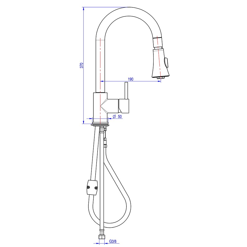 MONOLITH Einloch-Mischbatterie mit ausziehbarer Waschbrause