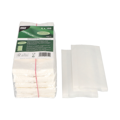 100000 Butterbrotbeutel 21 cm x 10 cm x 3 cm weiss , fettdicht