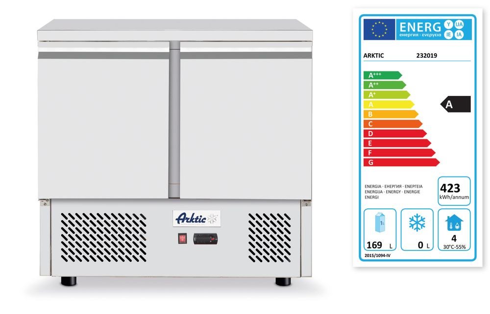 Kühltisch, zweitürig Kitchen Line 300L, Arktic, 230V/220W, 900x700x(H)890mm
