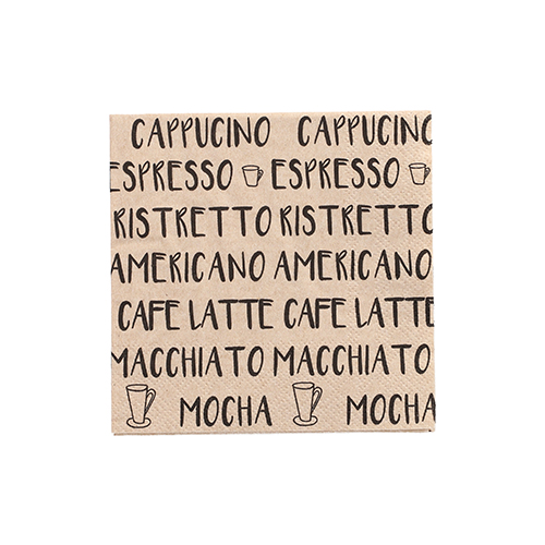 41160 Servietten, 3-lagig 1/4-Falz 25 cm x 25 cm natur "Coffee Specialities" aus recyceltem Papier