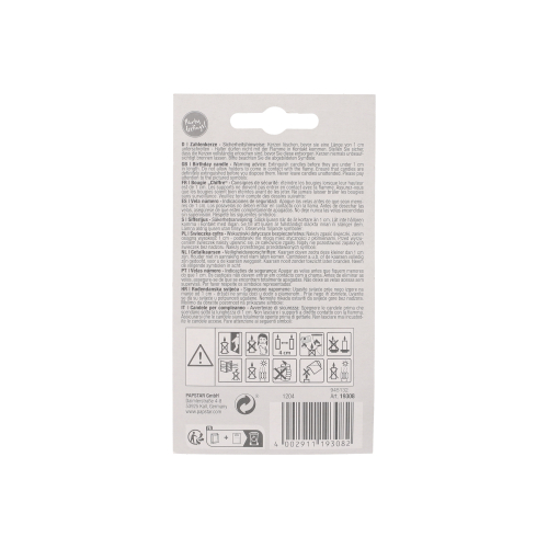 4320 Zahlenkerze 7,3 cm weiss "8" mit rotem Rand
