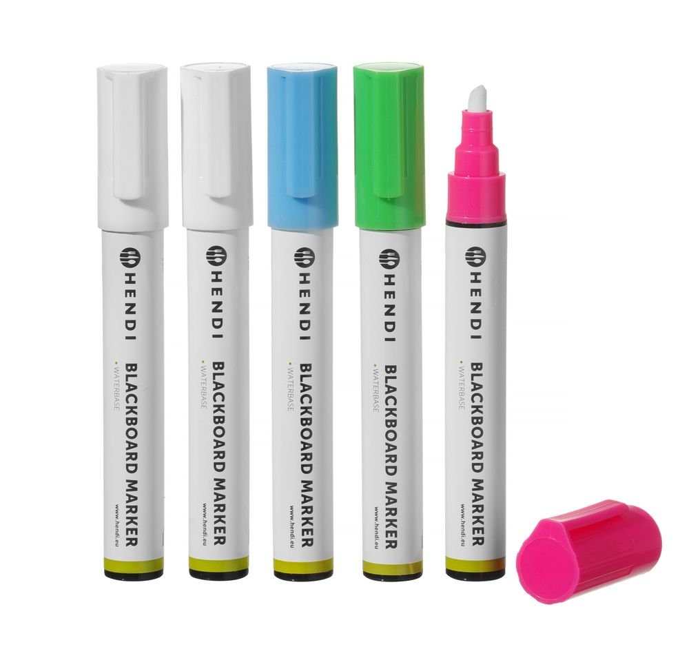 Kreidemarker 6 mm, HENDI, 2x weiß, 1x rosa, 1x gelb, 1x bronze, 5 Stk