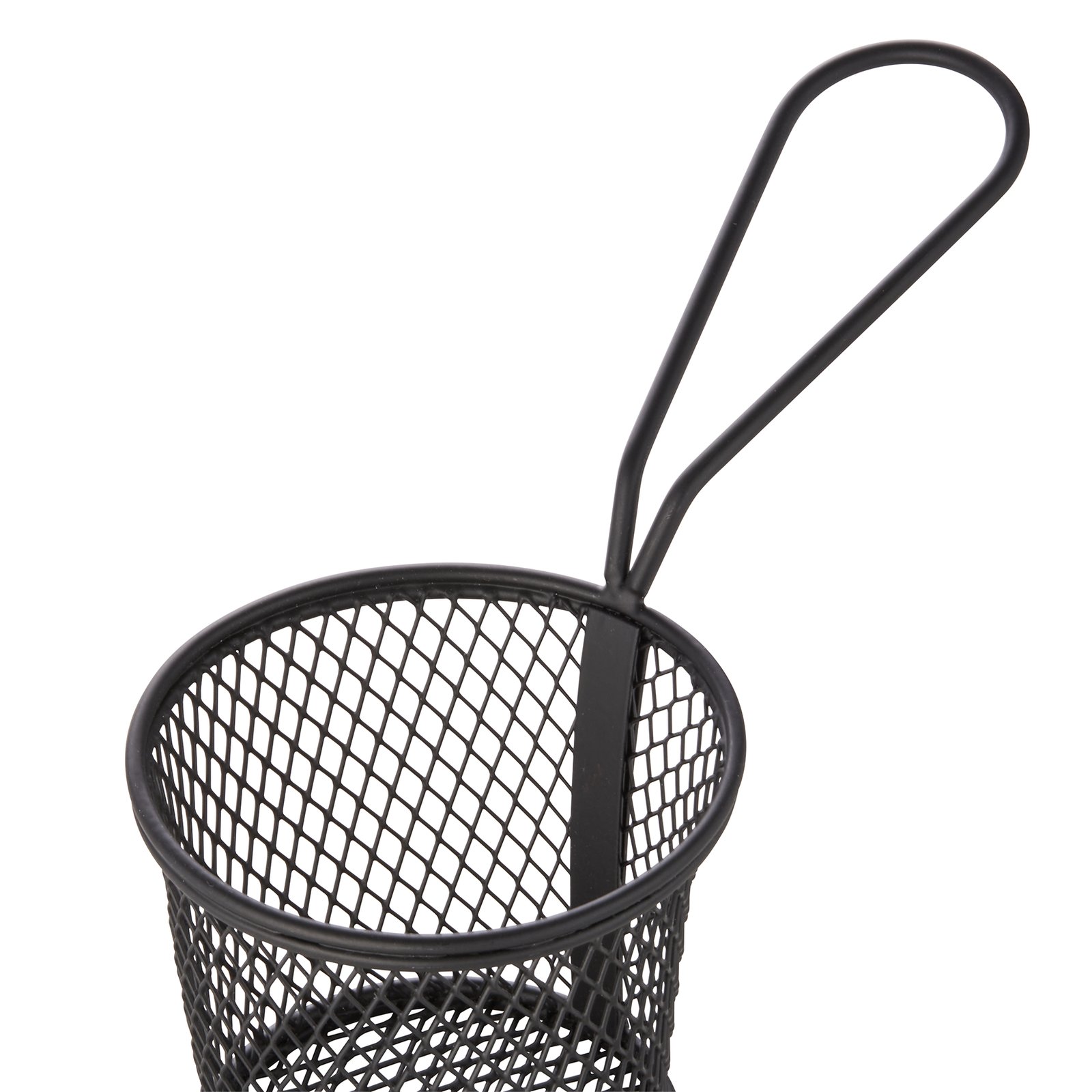 Servier- und Frittierkorb, Ø 9,5 cm, Höhe 8,5 cm, schwarz pulverbeschichtet, Chromnickelstahl