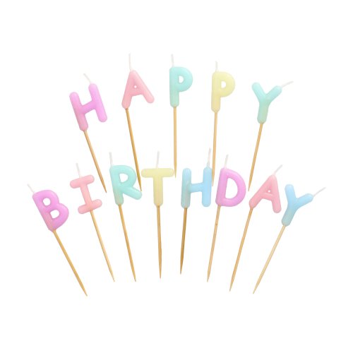 2520 Buchstabenkerzen-Set pastell 8 cm "Happy Birthday"