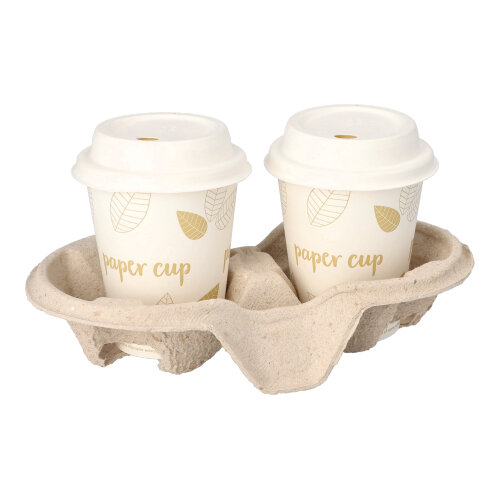 6160 Tragetabletts, Pappe "To Go" 4,6 cm x 22,3 cm x 11,6 cm natur für 2 Becher