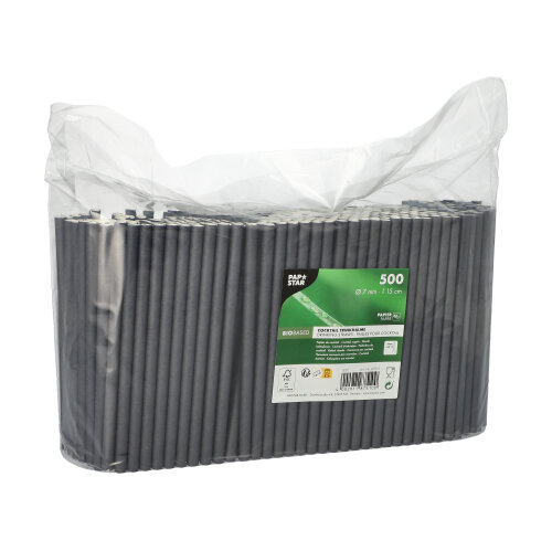 4000 Cocktail Trinkhalme, Papier Ø 7 mm · 15 cm schwarz