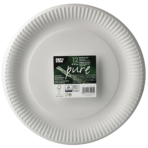 240 Teller, Pappe "pure" rund Ø 29 cm weiss 5760 Teller, Pappe "pure" rund Ø 29 cm weiss