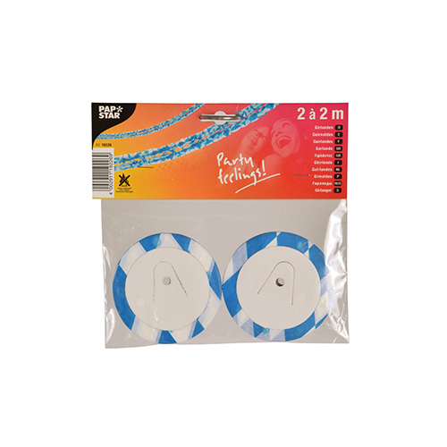 4480 Girlanden, Papier Ø 8 cm · 2 m "Bayrisch Blau - Mini" schwer entflammbar