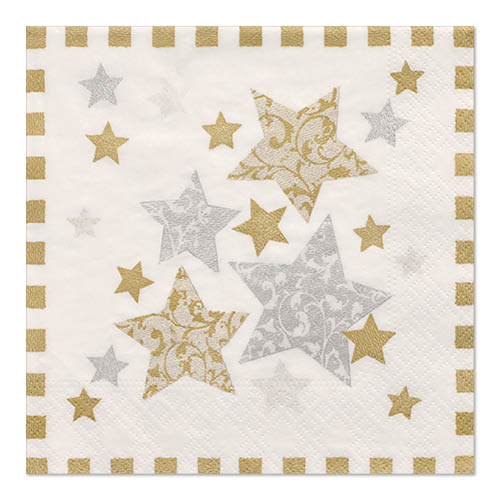 100 Servietten, 3-lagig 1/4-Falz 33 cm x 33 cm "Stardust" 25200 Servietten, 3-lagig 1/4-Falz 33 cm x 33 cm "Stardust"