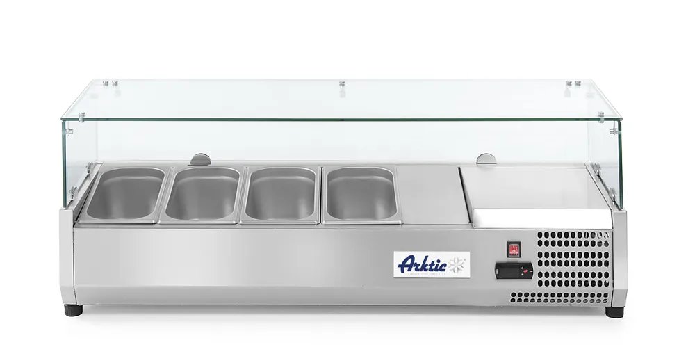 Aufsatz-Kühlvitrine Gastronorm 1/3, Arktic, 4x GN 1/3, 230V/180W, 1208x400x(H)456mm Aufsatz-Kühlvitrine Gastronorm 1/3, Arktic, 4x GN 1/3, 230V/180W, 1208x400x(H)456mm