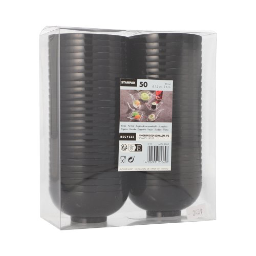 50 Fingerfood - Schalen, PS rund 65 ml Ø 7,2 cm · 3 cm schwarz 18600 Fingerfood - Schalen, PS rund 65 ml Ø 7,2 cm · 3 cm schwarz