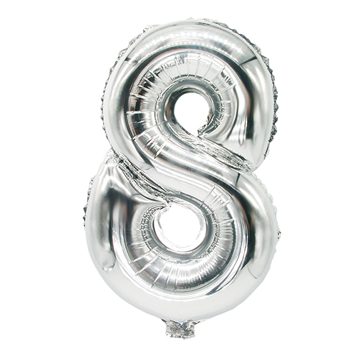 10368 Folienluftballon 35 cm x 20 cm silber "8"